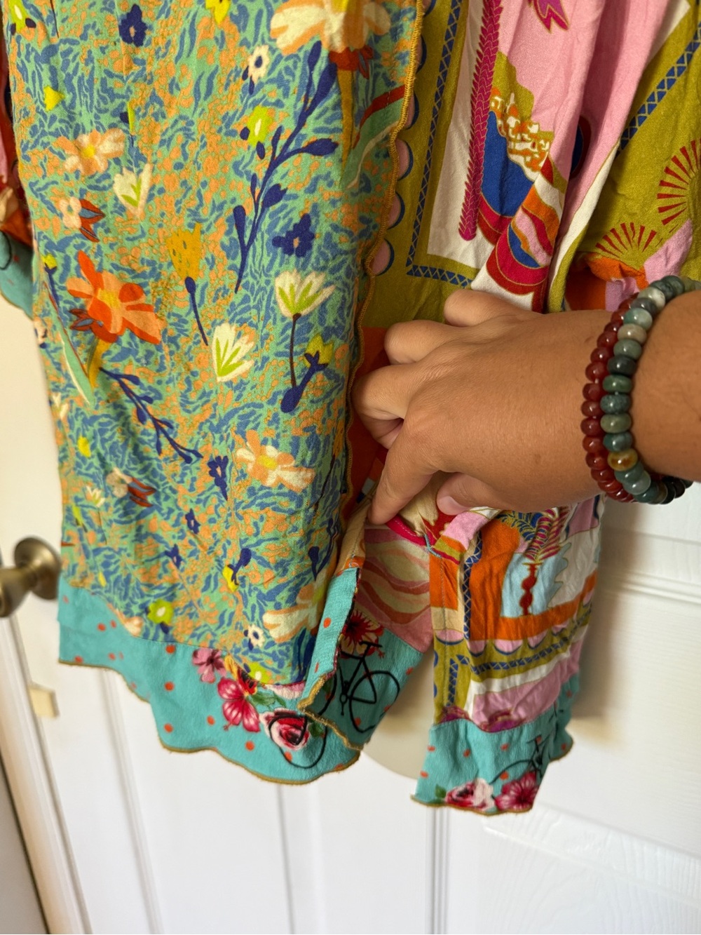 John Mark 100% Rayon Boho Floral Patchwork Tunic Summer Top / Size Large - Picture 6 of 9